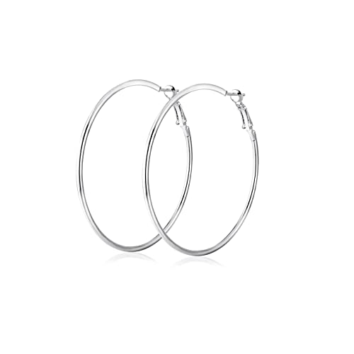 Ohrringe Silber Elegant Ohrringe Creolen Titan Großer Kreis 70mm Modeschmuck Damen Geschenke