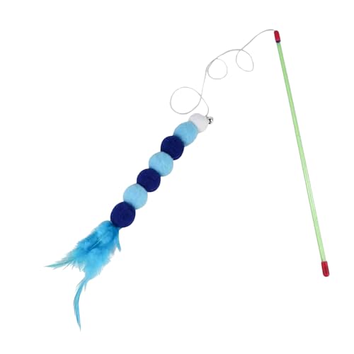 Katzen Angel Heimtierbedarf Katzenspielzeug interaktives weiche Feder Glocke Perlen-Katzenspielzeug Blau Katzensticks Blue One Size
