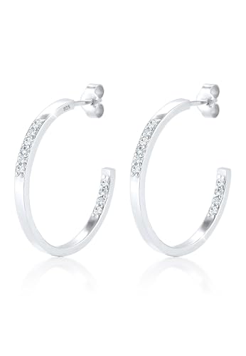 Elli Ohrringe Damen Creolen Zart mit Kristalle in 925 Sterling Silber