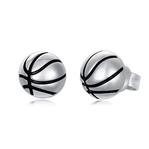 Basketball-Ohrstecker 925er-Sterlingsilber Basketball-Sportschmuck Geschenke für Frauen und Mädchen