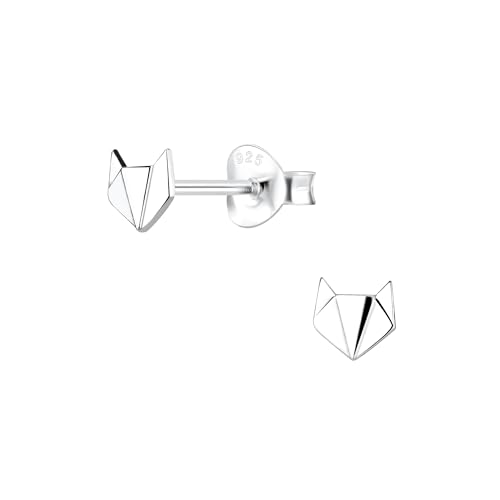 Monkimau - Fuchs Ohrringe Ohrstecker Ohrschmuck - aus 925 Sterling Silber - für Damen und Mädchen - handgefertigt hypoallergen und kleine Geschenkidee