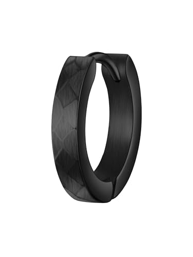 True Rebels Herren Creolen aus Edelstahl schwarz 1 Stück - Edelstahlohrring