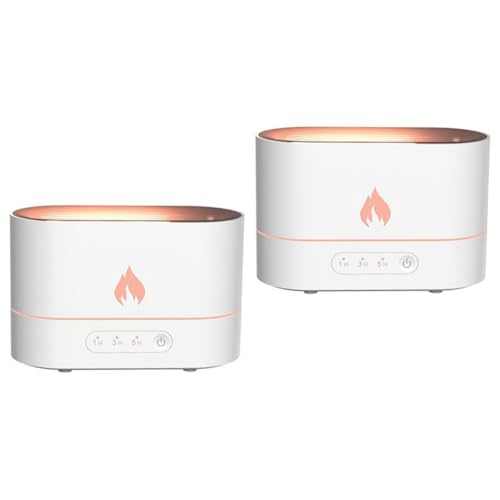 IMIKEYA 2 Sätze Luftbefeuchter Feuerluftdiffusor Kamin Schreibtischdiffusor Für Ätherische Öle Simulation Flammenbefeuchter Flamme Aroma Diffusor Geschenk Stumm 3D Gel Luftverteiler Weiß