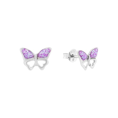 Amor Ohrstecker 925 Sterling Silber Epoxy Mädchen Kinder Ohrschmuck 0 7 cm Lila Schmetterling Kommt in Schmuck Geschenk Box 2021287