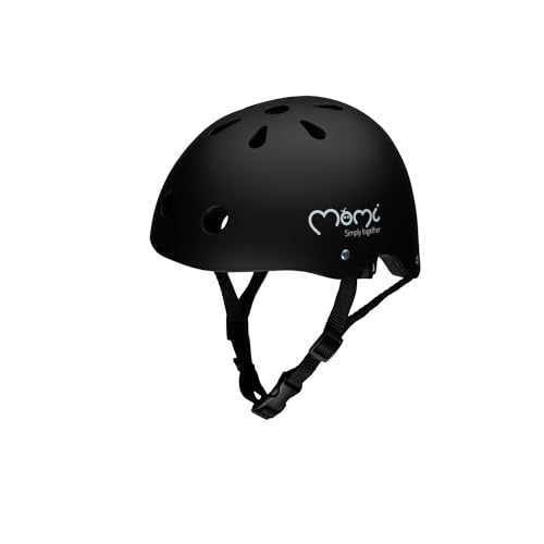 Momi Unisex-Children Mimi Kinderhelm verstellbare für Kopfumfang 47 58 cm stoßfeste ABS-Außenschale schlagfeste EPS-Innenschale Schwarz Matt 47-58