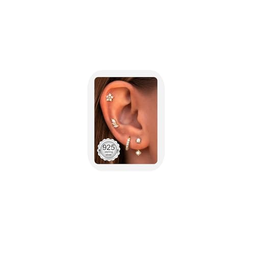  4 für Mädchen 14 Karat Vergoldete Hypoallergen Klein Hängend für Mehrere Piercings