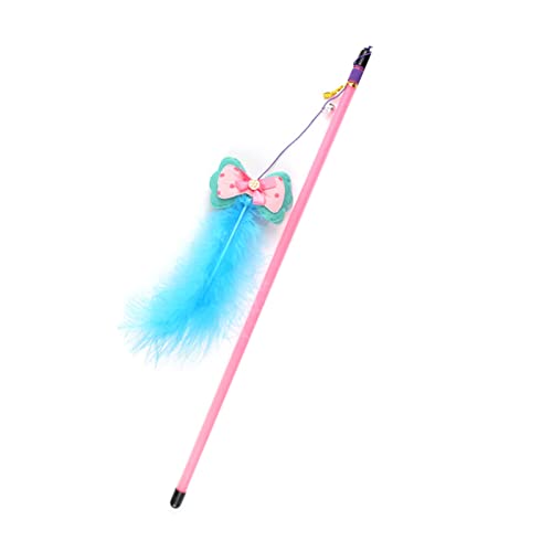 Washranp Feather Wand Interactive Feather Feather with Bell Relieve Boredom Playing Rod Stick Pet Pink