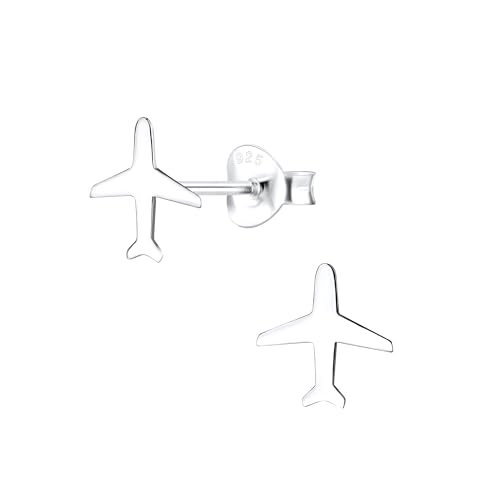 Monkimau   Flugzeug Ohrringe Ohrstecker Ohrschmuck   aus 925 Sterling   für Damen und Mädchen   handgefertigt hypoallergen und kleine Geschenkidee