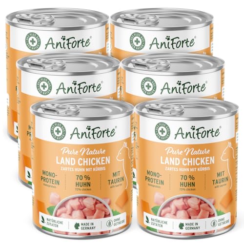 AniForte Land Chicken Nassfutter für Katzen 6 x 400 g Natürliches Katzenfutter nass getreidefrei viel frisches Huhn Gemüse Katzennassfutter getreidefrei Futter für Katzen Wet cat Food