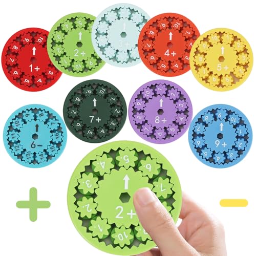 9 Stück Mathe Fidget Spinner Mathe Fakten Lernspielzeug für Kinder Rechenwirbel Montessori Number Fidget Spinner Fidget Toys zum Lernen Addition und Subtraktion