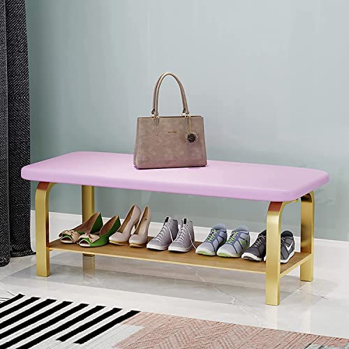 Modernes Holzregal Schuh Kunstleder gepolsterte Rosa 60x 30x 45 cm 24x 12x 18 Zoll
