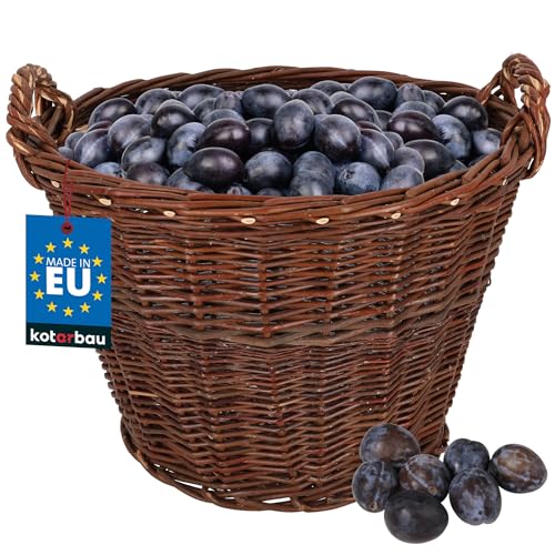 KOTARBAU Weidenkorb mit Griffen - 50 cm - Blumen Korb - Aufbewahrung von Spielzeug - Holzkorb für Kaminholz - Erntekorb aus Weide - Aufbewahrungskörbe - Braun