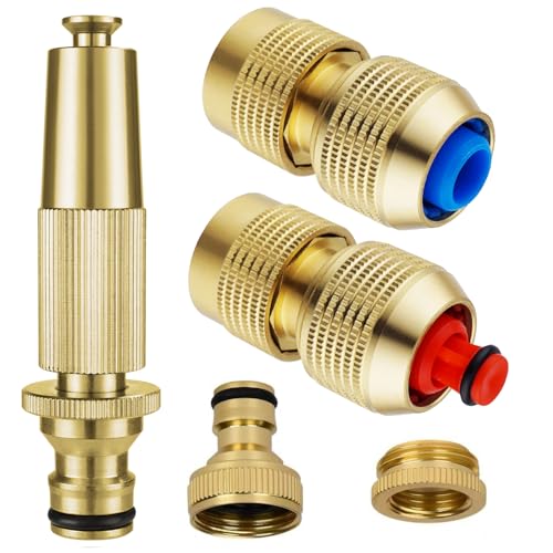 ChiuLau GartenSchlauchverbinder Messing Hahnanschluss Hochdruckschlauch Sprühdüse 1 2 Schlauchverbinder Wasserstop für Schlauchende Stoppen das Wasser Leicht Gartenschlauch Sprühdüse - 4 Pcs