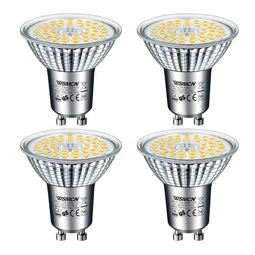 WSMCN GU10 LED Neutralweiß Lampe 10W Ersetzt 140W Halogen Leuchtmittel 1050 Lumen 4000K Reflektorlampe AC 230V Flimmerfrei Strahler 120 Abstrahlwinkel Spot Nicht Dimmbar Birnen 4 Stücke