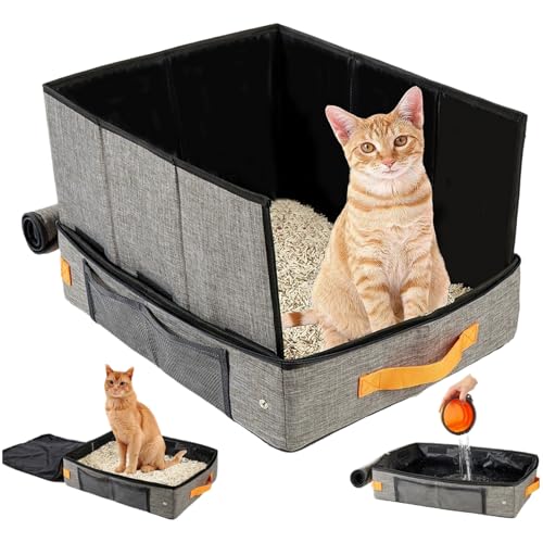 Syengery Tragbare Katzentoilette Für Reisen Und Unterwegs - Klappbare Katzentoilette Mit Deckel Transportabler Katzenklo Für Camping Outdoor Wohnung Hotel Stubenreinheit