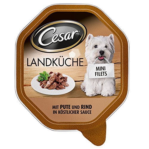 Cesar Landküche Hundefutter Pute und Rind in köstlicher Sauce 14 Schalen 14 x 150 g