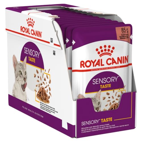 ROYAL CANIN Sensory Taste 12 x 85 g Feuchtnahrung für ausgewachsene Katzen Zur Stimulierung des Geschmackssinns Unterstützung der Harngesundheit Stückchen in Soße