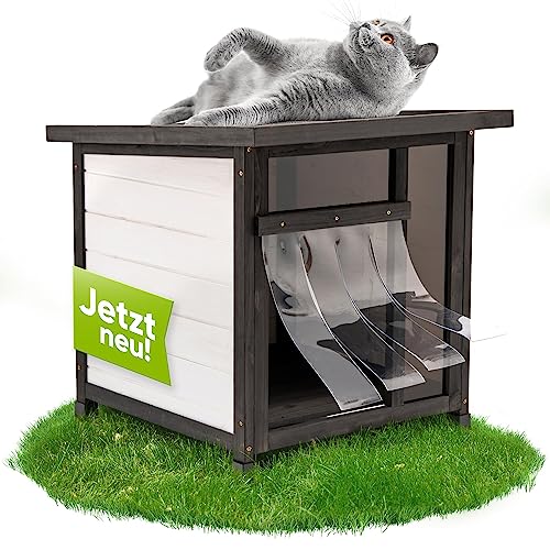 Petdesire Outdoor Hundehaus Hundehütte Katzenhütte Winterfest Draußen Holz Außen Garten Terrasse Isoliert kleine Hunde Wasserdicht Easy Clean Winterfest Haustier