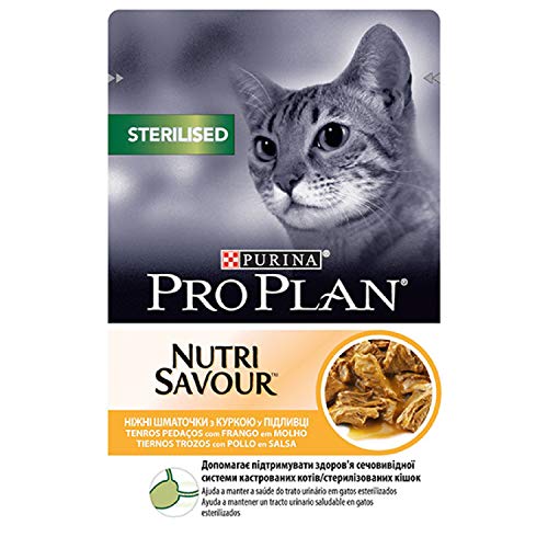 Purina Pro Plan - Sterilisiertes Nassfutter für Katzen mit Huhn in Sauce 26 x 85 g