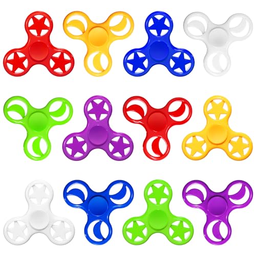 SCIONE 12er Pack Fidget Spinner Bunte Hand Spinner für Kinder Erwachsene Lustiges Stressabbau- Konzentrations Spielzeug für Klassenräume Preise Partybeutel