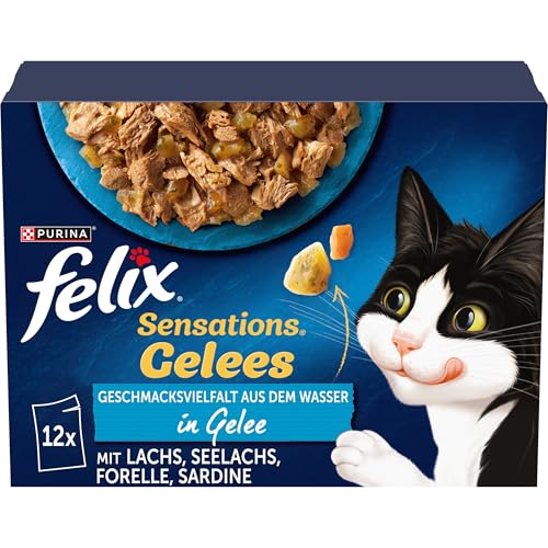FELIX Sensations Gelees Katzenfutter nass in Gelee Fisch Sorten Mix 6er Pack 6x 12 85g