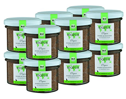 BIOPUR Bio Hundefutter Vegan Dinkel Zucchini fÃ¼r Hunde 12x100g