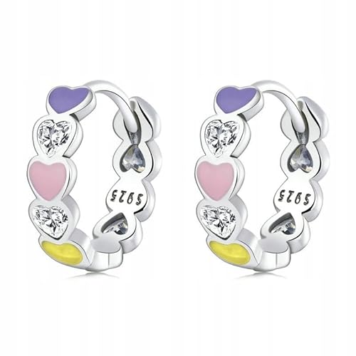 FRAISE Ohrringe Silber 925 - Ohrstecker Silber 925 - Herz Creolen Ohrringe Damen - Bunte Emaille Zirkonia Steine - Echt Silber - Hypoallergen Minimalistisch Zeitloser Schmuck für Alltag Anlass