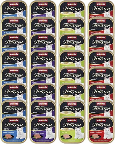 animonda Vom Feinsten Adult Fisch Fleisch Vielfalt 32x 100g Nassfutter für ausgewachsene ohne Getreide Zucker fein stückige Pasteten