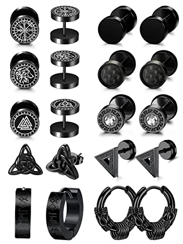 Adramata 10 Paare ohrringe herren Edelstahl 10mm Vikings Ohrstecker Helix Piercings Wikinger Ohrringe Set Creolen Ohrstecker Ohrschmuck b