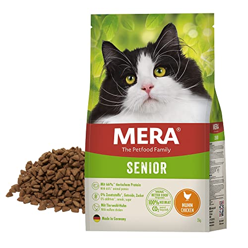 MERA Cats Senior Huhn Trockenfutter für Sensible Katzen getreidefrei nachhaltig Katzentrockenfutter mit hohem Fleischanteil 2 kg