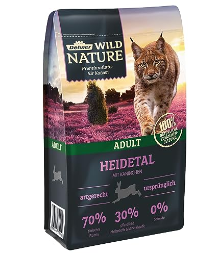 Dehner Wild Nature Katzenfutter Heidetal Trockenfutter getreidefrei für ausgewachsene Katzen Kaninchen 1.5 kg