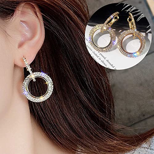 Wendalern Kubikzirkonia-Creolen Volldiamant-Kreis-Ohrringe CZ-Creolen-Ohrstecker Funkelnde ineinandergreifende Creolen Strass-Huggie-Creolen Hochzeit Brautohrringe Schmuck für Frauen