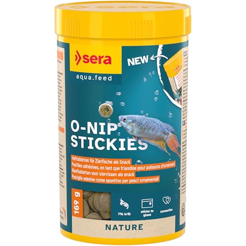 sera O Nip Stickies 250 169g haftende Leckerbissen Tabs für Zierfische ohne Farb  Konservierungsstoffe mit Mückenlarven 7% Krill zur Beobachtung am Aquarienglas