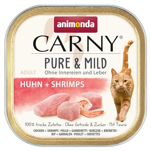 animonda Carny Katzen Nassfutter Pure Mild Huhn Shrimps 32 x 100 g Leicht verdauliches Katzenfutter für sensible Katzen ohne Getreide und Zucker