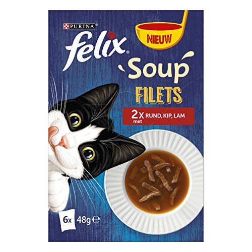 Felix Suppe Filets Katzensuppe in den Aromen Rund Huhn und Lamm 6 x 48g - 4er Karton 24 Portionsbeutel 1 15kg