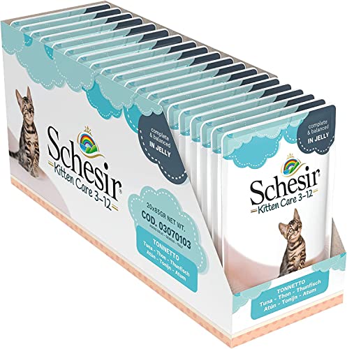 Schesir Kitten Thunfisch Katzenfutter nass fÃ¼r KÃ¤tzchen 20 Beutelx 85 g