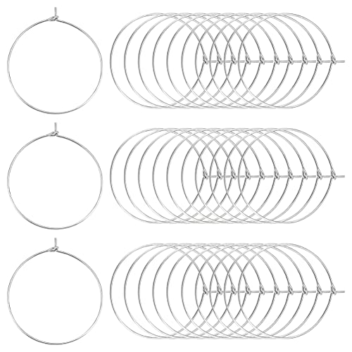 UNICRAFTALE Ca. 100 Stk 30mm Weinglas Charms Ringe Edelstahl Creolen Zubehör 0.7mm Pin DIY Ohrringe Zubehör Für Frauen Ohrringe Creolen Schmuckherstellung Partydekoration