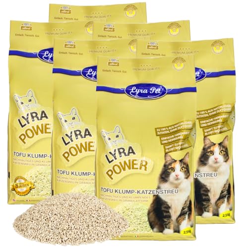 Lyra Pet 15 kg Tofu Katzenstreu Parfümfreie Klumpstreu 300% Saugkraft Umweltfreundliches Naturprodukt aus Erbsenprotein Auch für empfindliche Katzen Staubfrei für eine saubere Wohnung