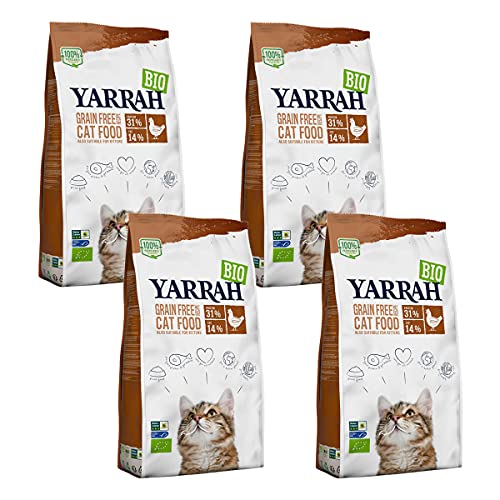 Yarrah - Trockenfutter getreidefrei mit Huhn Fisch für Katzen Bio - 2 4 kg - 4er Pack