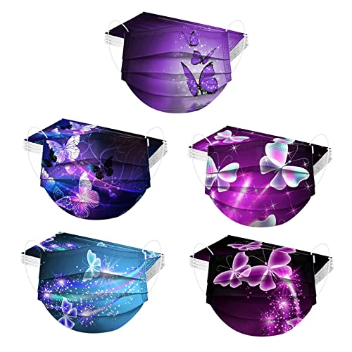 50 Stück Erwachsene Mundschutz Einweg 3-lagig Cartoon Motiv Bunt 3D Druck Multifunktionstuch Bandana Atmungsaktiv Mund-Tuch Halstuch Schals Staubdicht Atmungsaktiv für Herren Damen