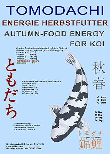 Herbstfutter für Energiefutter für im Herbst Tomodachi Autumn Food Energy hochenergiereiches Schwimmfutter Cantaxanthin   Energiereserven für den Winter Premium Herbstfutter von Tomodachi made in Germany 10kg Sack 6mm schwimm