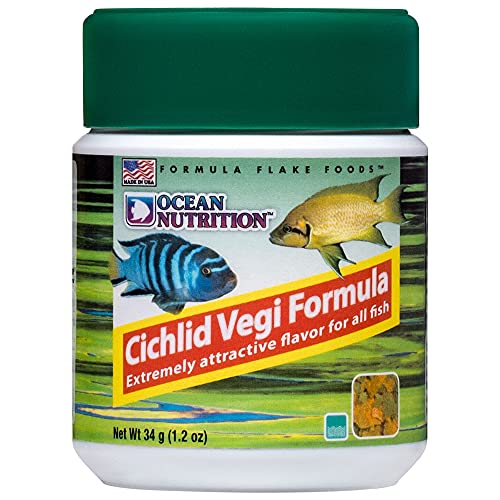 Ocean Nutrition Vegi Cichlid-Flocken 34 g - Cichliden vegetarische Fische - Fischfutter-Flocke - 0.08 Pfund