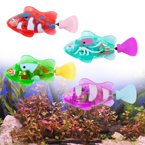 Nzkeuf Elektronischer Haustier Fisch 4 Stück Robo Fisch RoboterFisch Badewanne Spielzeug Elektrisch Katze Interaktives Haustierspielzeug Schwimmen Baby Bad Spielzeug