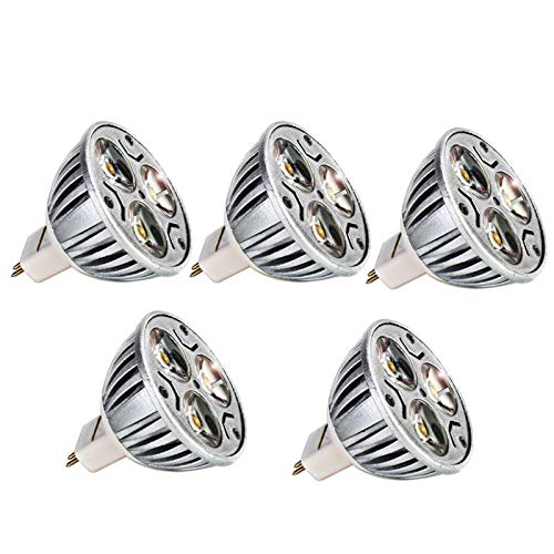 Mengjay 5 Stück GU5.3 MR16 Led Lampe 12V Warmweiß 3W GU 5 3 Sockel Glühlampen Hohe Kompatibilität Warmweiß 3000K 48mm Durchmesser Aluminium 240LM