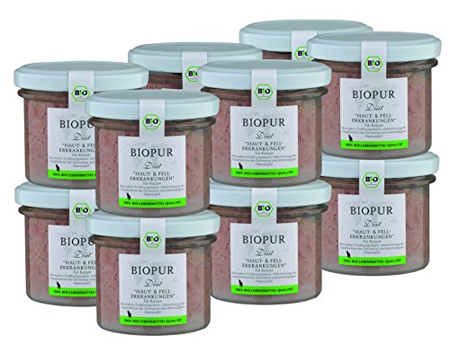 BIOPUR Bio Diät-Katzenfutter bei Haut- und Fellerkrankungen für Katzen 12x100g