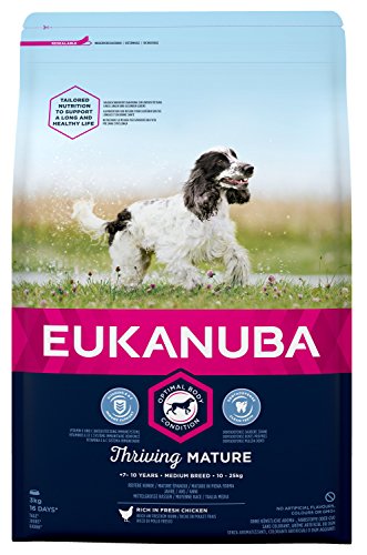 EUKANUBA Thriving Mature Trockenfutter speziell fÃ¼r gesundes Wachstum reifer Hunde mittlerer GrÃ¶ÃŸe 6-9 Jahre HÃ¼hner-Kroketten - 3 kg