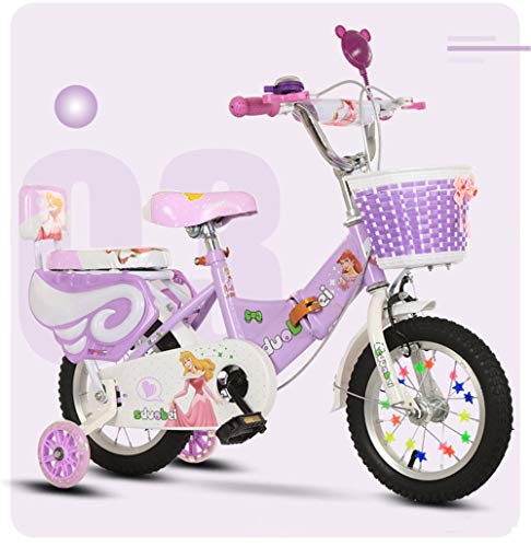 Faltbare Kinderfahrräder mit Flash-Stützrädern Korb und Rücksitz Jungen-Mädchen-Kinderfahrrad Blau 16 Zoll