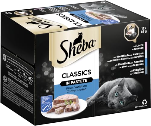 SHEBA Classics Multipack Schale Fisch Variation in Pastete MSC 1x12x85g