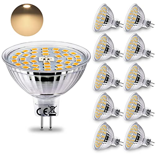 HiBay 10er LED Leuchtmittel 12V GU5.3 Lampen Warmweiß 3000K 4W ersetzt 35W 400lm MR16 LED Birne 12V AC DC LED Spot