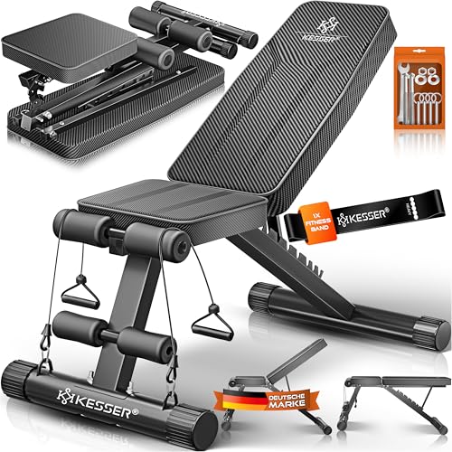 KESSER Klappbare Multifunktionale Trainingsbank Rückenlehne 500kg Belastbarkeit verstellbare Bank Fitnessgerät zum Bankdrücken Ganzkörpertraining Schrägbank für Fitness Training